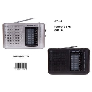 Radio portátil Kooltech, receptor mundial de 8 bandas, 23x15,5x7 cm, plateado y negro - Product Image 1