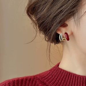 Pendientes de Botón de Estilo Retro Francés con Múltiples Capas para Chicas, Accesorio de <span class=keywords><strong>Moda</strong></span> Diaria <span class=keywords><strong>y</strong></span> Joyería para Fiestas, Regalo de Cumpleaños Perfecto - Product Image 3