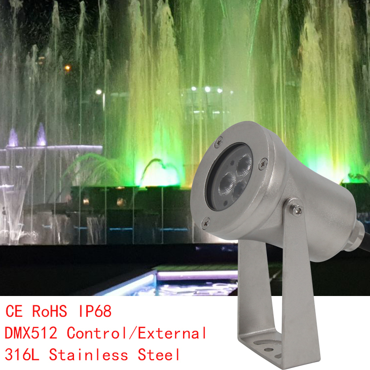 316L Stainless Steel Outdoor 12V 24V 9W Pond Swimming Pool Light DMX Submersible Rgb Led Underwater Fountain Light