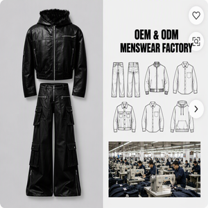 Conjunto de Dos Piezas de Alta Gama para Hombre: Chaqueta Bomber Corta con Forro de Piel Sintética y Pantalones Cargo de Pierna Ancha de Cuero PU con Múltiples Bolsillos, Estilo Techwear - Product Image 1
