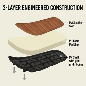 Selle de vélo électrique Angbow Retro Cafe Racer en cuir PVC et mousse PU, confortable, universelle, coussin de remplacement pour vélo électrique, OEM - Product Image 5