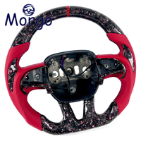 Volant de direction en fibre de carbone forgée rouge et blanc personnalisé pour l'intérieur de la voiture, pour Dodge Challenger Charger Hellcat SRT 2015+