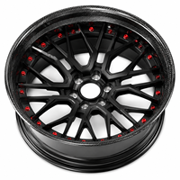 Jantes forgées en deux parties en alliage d'aluminium T6061-T6 ForgeLab, finition carbone noir mat, personnalisables OEM/ODM pour voitures