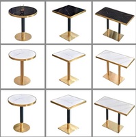 Nouveau produit : mobilier de restaurant, tables et chaises de café, ensemble de meubles en marbre et acier inoxydable, table de restaurant noire et dorée