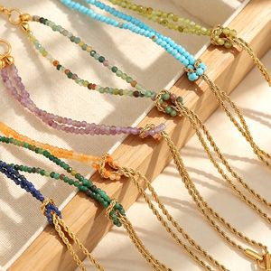 Pulsera Apilable de Acero Inoxidable con Cadena Trenzada de Doble Capa, Turquesa, Cuentas Pequeñas de 2-3mm, Bañada en Oro de 18K, Pequeña, OEM Personalizada, Venta al por Mayor - Product Image 6