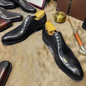 Nouvelles chaussures en cuir italiennes faites à la main, décontractées, formelles, avec lacets et semelles rigides, respirantes, antidérapantes, pour l'automne, pour hommes - Product Image 3