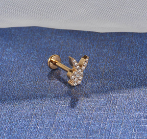 F136 टाइटेनियम मिश्र धातु खरगोश इनफर्ल्ड जिरकॉन शरीर के गहने छोटे कान की हड्डी के नीचे एलर्जी वाली ट्रेगस उपास्थि पशु पैटर्न कान - Product Image 6