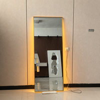 Miroir pleine longueur sur pied avec éclairage LED, cadre en aluminium, contrôle tactile à intensité variable pour la maison, la chambre, la dressing, le salon - Vente en gros