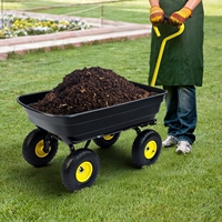 Chariot à benne basculante utilitaire en poly robuste chariot de jardin chariot pneumatique chariot d'extérieur