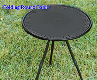 Table de camping pliante ronde en métal, design simple, réglable et portable, table à thé d'extérieur à trois pieds