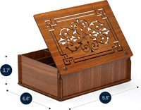 Boîte de rangement en bois sculpté européen multi-compartiments en bois de Paulownia avec panneaux finis à la main, style moderne et minimaliste, vente en gros