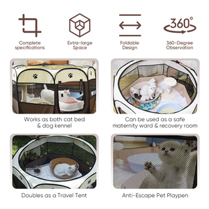 Venta caliente gran espacio portátil mascota perro gato recinto Oxford tela resistente a los arañazos plegable tienda de campaña para mascotas valla - Product Image 5