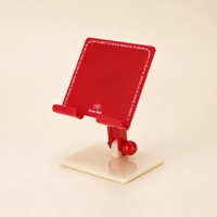 Support de téléphone carré en acrylique rouge personnalisé à faible MOQ, pliable et réglable multi-angles, pour bureau et selfies