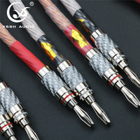 Ligne de connexion de fiche banane YIVO XSSH en Fiber de carbone plaqué Rhodium OCC cuivre 24 cœurs Hi End câble de haut-parleur Audio connecteur de fil