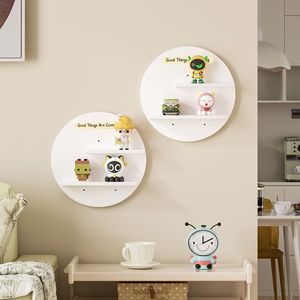 Estante de almacenamiento redondo montado en la pared de 2 niveles para exhibición de juguetes en la habitación de los niños, fácil de limpiar - Product Image 2