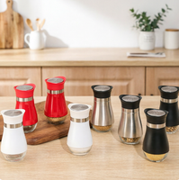 Ensemble salière et poivrière en acier inoxydable de 120 ml avec bases en verre et pots à assaisonnement pour sel et glutamate monosodique - Pots à assaisonnement de cuisine