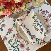 Serviettes de table en lin personnalisées pour accessoires de mariage, impression personnalisée, serviettes imprimées florales
