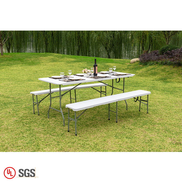 ZL-Z180-4 / Waterproof white portable plastic folding table picnic table and benches