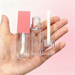 Tube de rouge à lèvres carré vide personnalisé avec logo, conteneur transparent pour rouge à lèvres avec grande brosse, vente en gros - Product Image 2