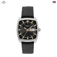 Montre à quartz carrée en alliage pour homme, finition brossée, aiguilles, double calendrier, mouvement en acier inoxydable, bracelet en cuir de veau, étanche 3 ATM