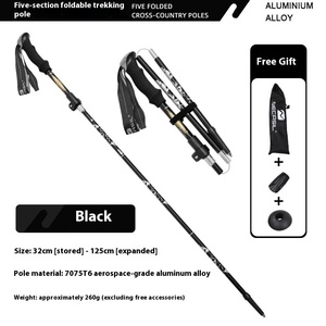 Tongkat Trekking Ultra-Ringan 5-Bagian dari Paduan Aluminium 7075 dengan Pegangan EVA dan Ujung Baja Tungsten, Tongkat Jalan Lipat untuk Pendakian OEM - Product Image 6