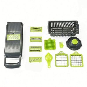 Multifunctional Manual Stainless Steel 14-Piece Adjustable Eco-Friendly Handheld High Quality <b>Vegetable</b> Slicer Press Knife Tool - Product Image 5