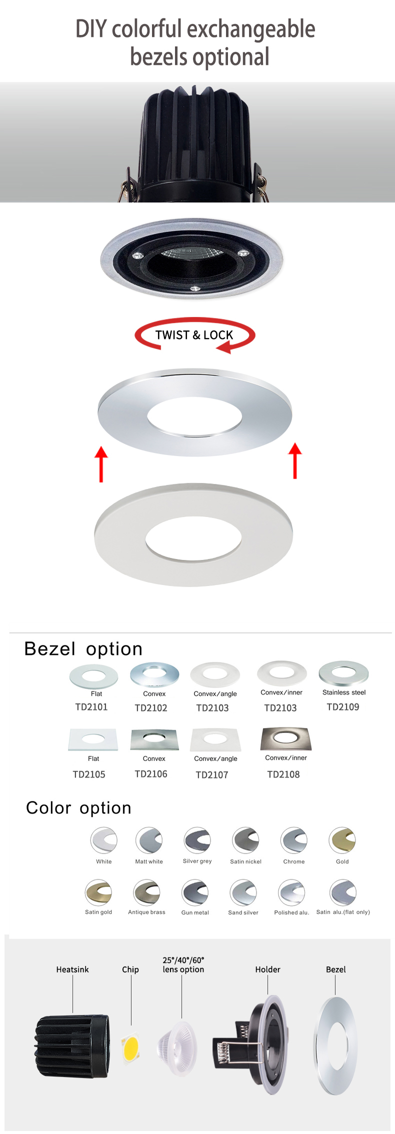 Fire Rated Recessed Dimmable LED Down Lights 68mm 11 Watt 4000k