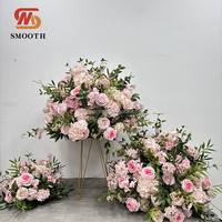 Boule de fleurs artificielle en soie rose bordeaux SMS 50 cm pour centres de table de mariage, boules florales artificielles pour la décoration de table d'événements