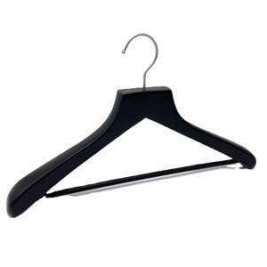Wholesale Manufactory Hook Type Velvet Black <strong>Hanger</strong> Boutique Wooden <strong>Hangers</strong> With <strong>Clips</strong> - Product Image 2