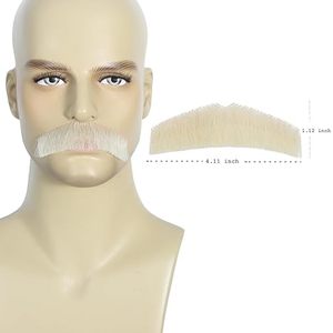 Barba e baffi finti realistici in capelli umani biondi per uomo, con pizzo invisibile annodato a mano, per cosplay e feste in maschera - Product Image 2
