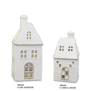 Casa navideña iluminada de porcelana blanca, diseño personalizado, para el hogar - Product Image 4