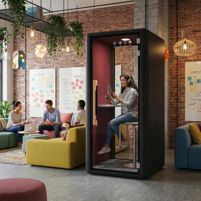 Privacy Pod Silent Pod Office Phone Pods with 28-35dBnoise Reduction Phone Booth for Quiet Workstations and Private Office Space