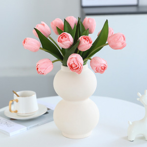 Ramo de Tulipanes Artificiales, Flores de Seda Rosa con Tacto Natural, Decoración para Bodas y Hogar - Product Image 1