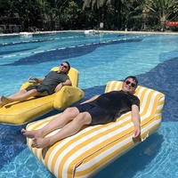 Chaise longue gonflable en gros avec housse en tissu, matelas flottant, flotteurs de piscine pliables, chaise longue gonflable