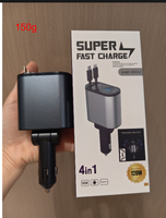 Adaptateur de chargeur de téléphone de voiture rétractable 4 en 1 SIHAGE 120W, charge rapide 100W avec câble de type C, produit de charge de voiture multifonction