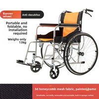 Fauteuil roulant manuel F10WC-JS02 - Pliable, léger, en acier durable, facile à utiliser, poignées de frein, repose-pieds, garantie 1 an