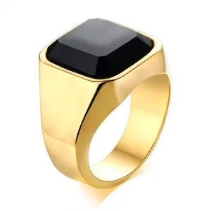 แหวนหินอาเกตสีดำสีแดงสีดำเครื่องประดับนิ้วสแตนเลสแหวนสัญลักษณ์ตุรกีสำหรับผู้ชาย