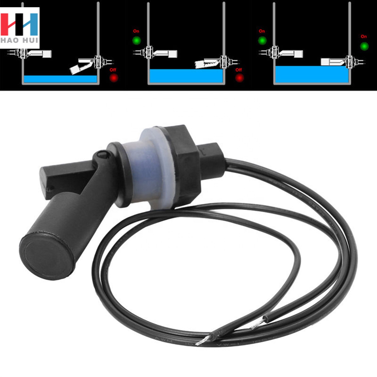Горизонтальный датчик уровня воды P0002, поплавковый диспенсер для жидкости из полипропилена с боковым креплением для контроля уровня воды