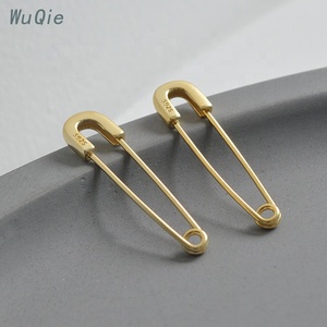 Wuqie Hot Sale Fashion <strong>Gold</strong> Plated Hoop Paper <strong>Clip</strong> <strong>on</strong> <strong>Earrings</strong> 925 Silver Jewelry Simple Design for Couples - Product Image 4