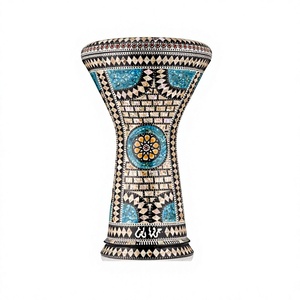 Gawharet El Fan 17,5 pouces, Darbuka Doumbek égyptien en aluminium et nacre incrustée, fait main (Or, Turquoise, Vert, Rouge, Rose) - Product Image 2