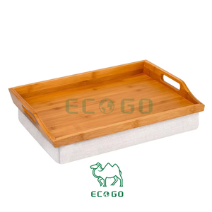 Escritorio de bambú para uso doméstico o portátil con cojín suave, grande, apto para portátiles de hasta 15,6 pulgadas, bandeja de servicio de cama de madera antideslizante - Product Image 6