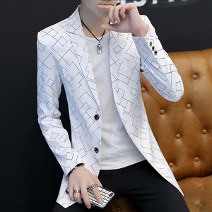 Blazer <span class=keywords><strong>para</strong></span> <span class=keywords><strong>hombre</strong></span>, <span class=keywords><strong>traje</strong></span> estampado, ajustado, con cuello levantado, informal, <span class=keywords><strong>para</strong></span> <span class=keywords><strong>hombre</strong></span>, chaqueta fina, Disfraces <span class=keywords><strong>para</strong></span> jóvenes, trajes <span class=keywords><strong>para</strong></span> <span class=keywords><strong>hombre</strong></span> - Product Image 1