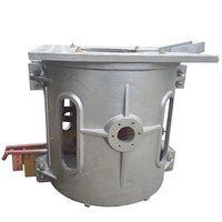 Horno de fusión de metal de inducción de una tonelada con carcasa de acero inoxidable de frecuencia media con temperatura de trabajo de 380V y 2000