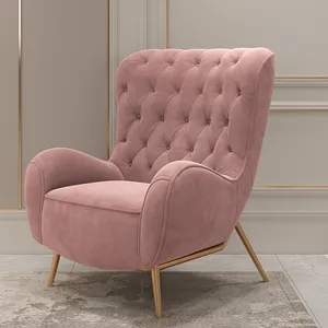 Großhandel rosa Styling hohe Rückenlehne hohen Flügel Holzrahmen elegante Freizeit Lounge Luxus Chesterfield Stuhl