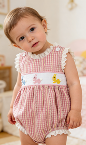 Yihui Çok Satan Toptan Hemen Gönderilebilir El İşçiliği İşiyle İşlenmiş Kolsuz Kız Çocuk Pijama Tulumu Yeşil Ekose Gizem Kutusu Bebek Bodysi - Product Image 2