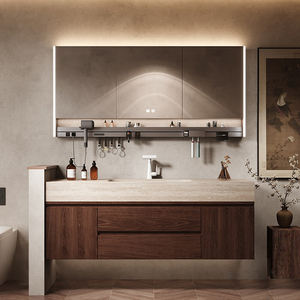 Armoire de salle de bain de style antique bassin intégré plié à la chaleur lavabo écologique grotte d'ange pierre plaque de roche finition laquée lavabo - Product Image 1