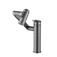 Robinet multifonctionnel moderne en cuivre gris anthracite pour eau chaude/froide, trois modes de pulvérisation, avec cartouche céramique pour lavabo de salle de bain