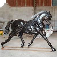 Sculpture de cheval d'élevage en bronze antique de taille réelle carrée extérieure à bas prix