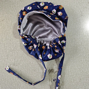 Chapeau de travail ajustable avec boutons, bandeau anti-transpiration, attache-ficelle fonctionnelle pour queue de cheval, pour femmes, doublure en satin, attache élastique à nouer à l'arrière - Product Image 6