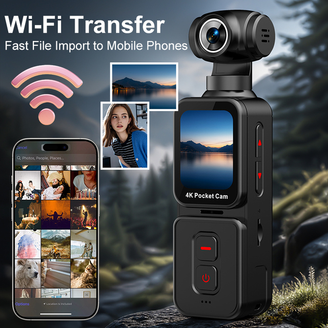 Sports Action Camera 4K Handheld Pocket Digital Camcorder WiFi 270° Lens Rotation Face Tracking Vlog Videos Sport Camera